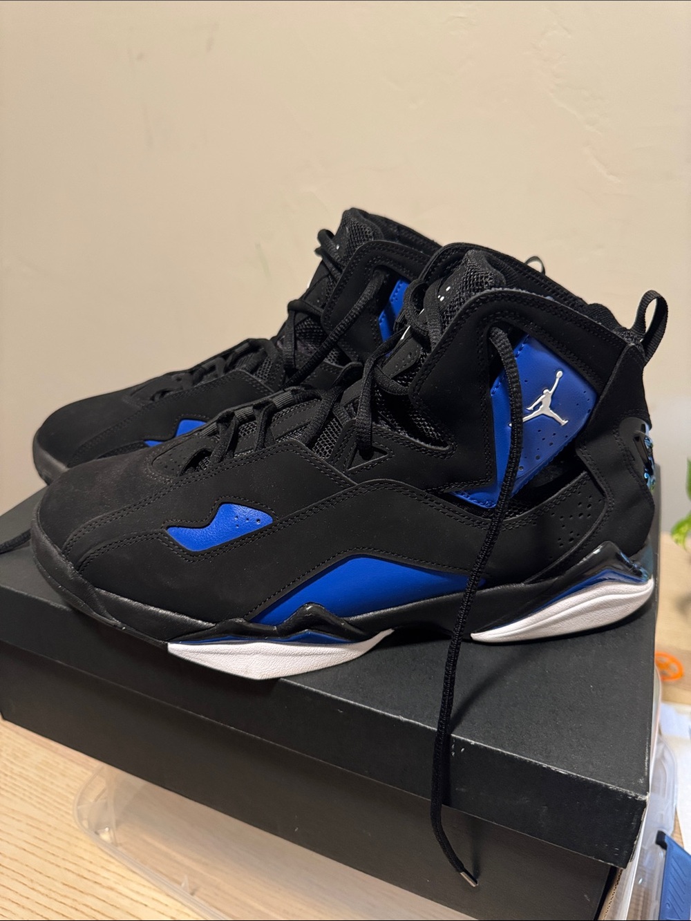 Jordan True Flight "Black Game Royal" high-top basketball sneaker